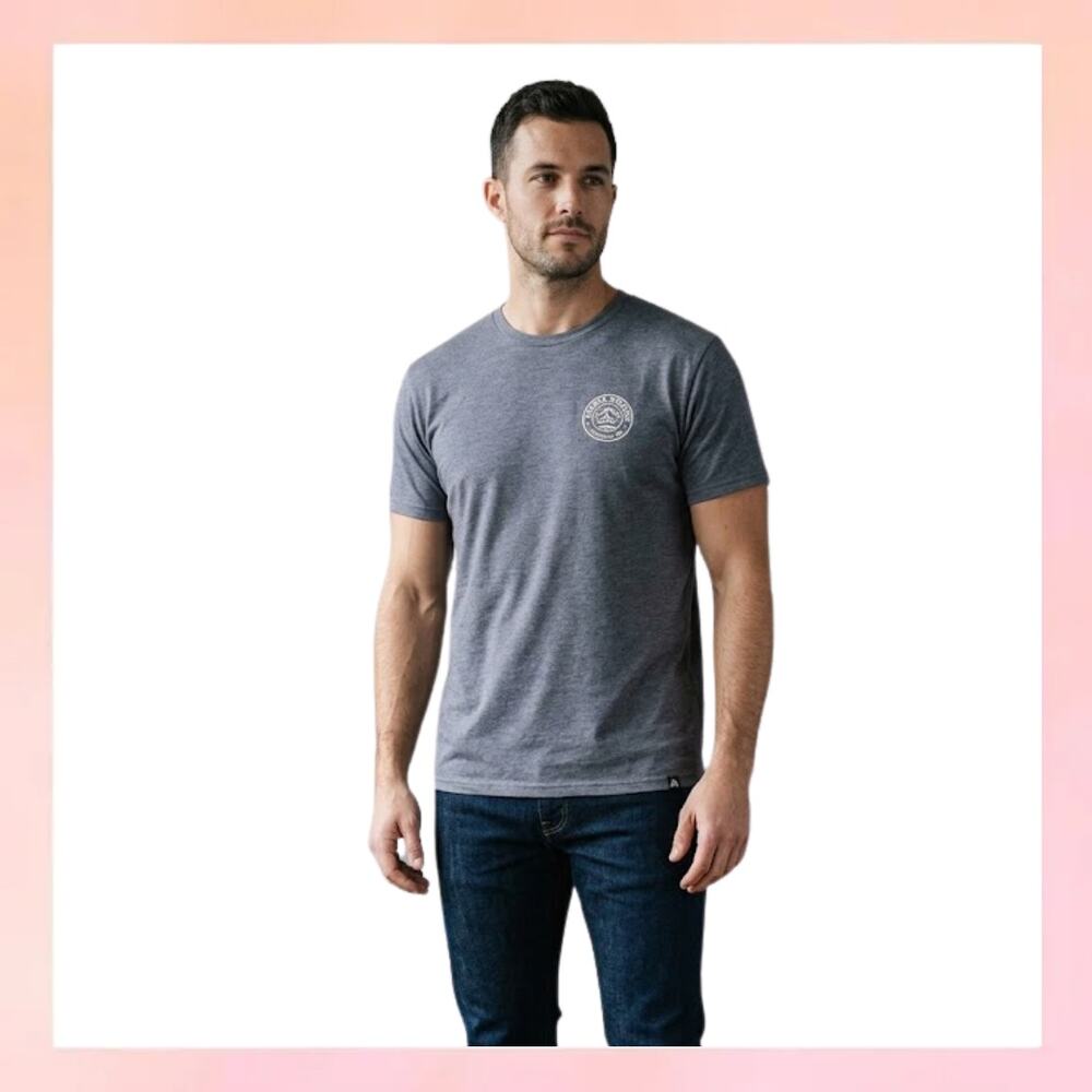 Alpine Design Graphic T-Shirt Men’s Charcoal Grey Mountain Logo Crew Neck